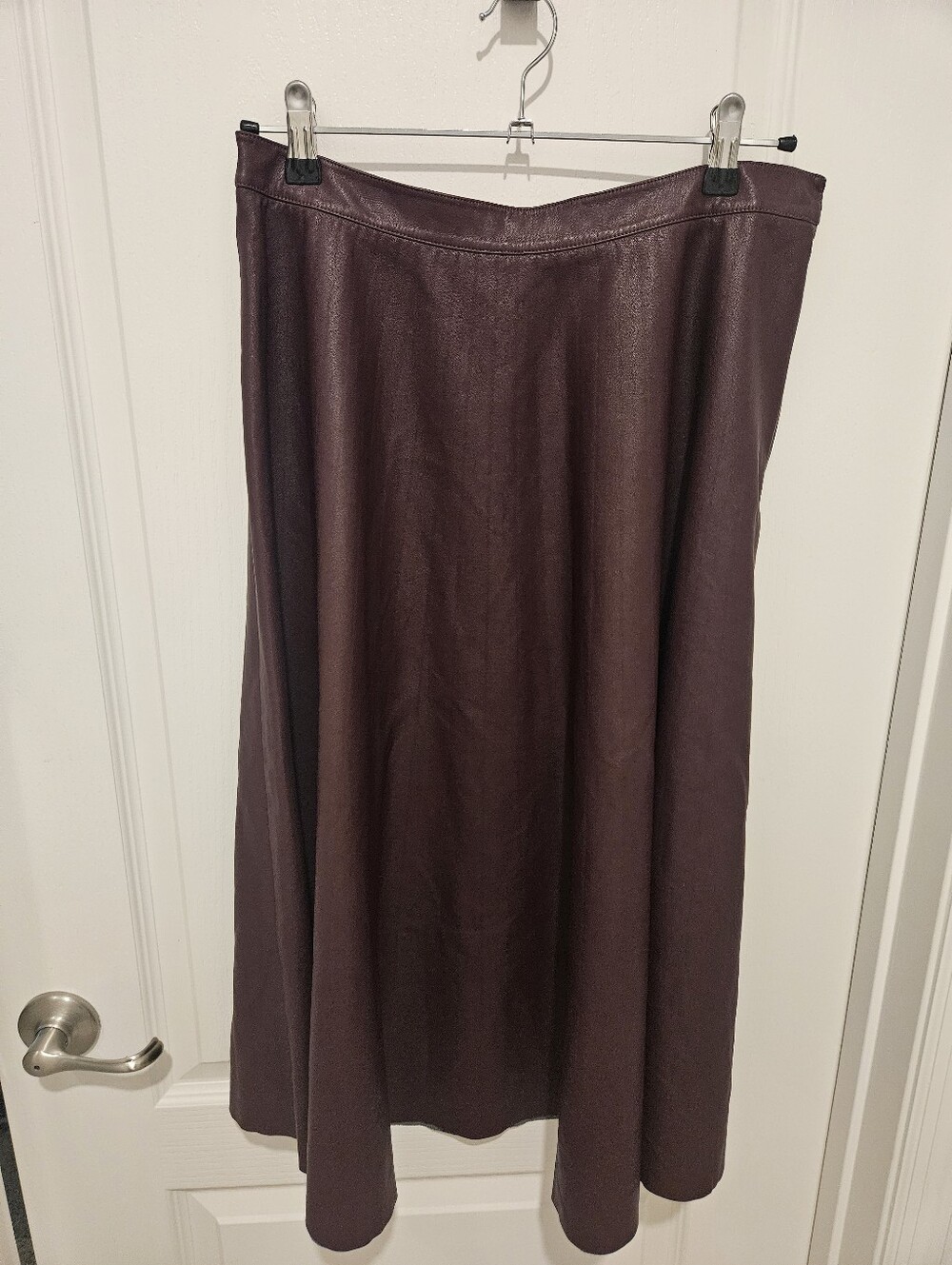 NWT Proenza Schouler White Label Brown Vegan Leather A-Line Midi Skirt Size 8